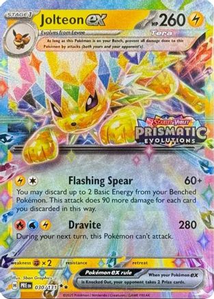 SEALED Jolteon ex (Prismatic Evolutions Stamp) 030/131 - Holofoil Miscellaneous Cards & Products - Promo