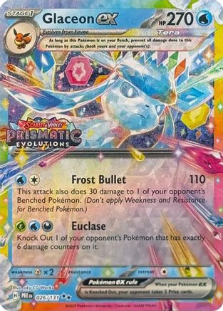 SEALED Glaceon ex (Prismatic Evolutions Stamp) 026/131 - Holofoil Miscellaneous Cards & Products - Promo
