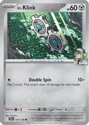 N's Klink 103/159  - Reverse Holofoil SV09 Journey Together - Common