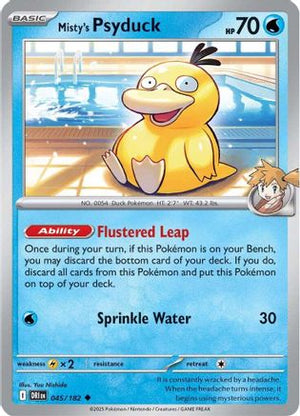 Misty's Psyduck 045/182  - Reverse Holofoil SV10 Destined Rivals - Uncommon