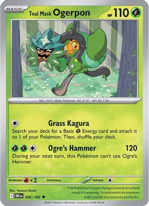 Teal Mask Ogerpon 026/182  - Reverse Holofoil SV10 Destined Rivals - Uncommon