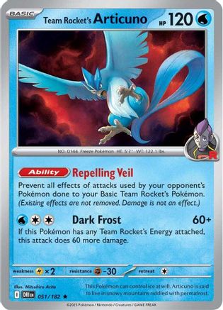 Team Rocket's Articuno 051/182  - Holofoil SV10 Destined Rivals - Rare