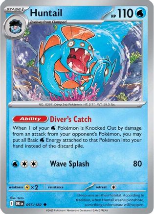 Huntail 055/182  - Reverse Holofoil SV10 Destined Rivals - Uncommon