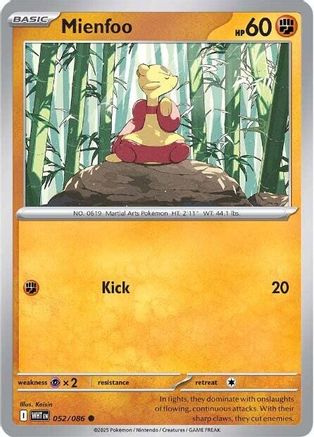 Mienfoo 052/086  - Reverse Holofoil SV White Flare - Common