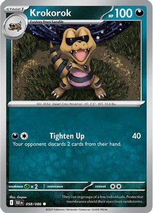 Krokorok 058/086  - Reverse Holofoil SV Black Bolt - Common