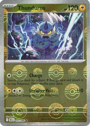 Thundurus (Poke Ball Pattern) 033/086  - Holofoil SV Black Bolt - Rare