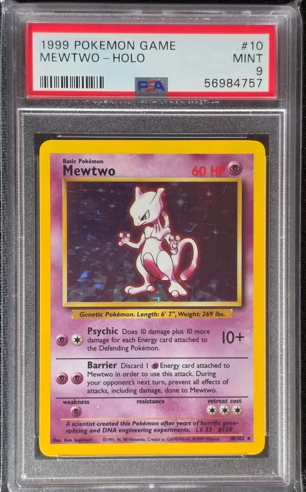 PSA 9 Base Set Holo Mewtwo  #10-Unlimited (4757)