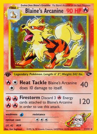 Blaine's Arcanine 1/132  - 1st Edition Holofoil Gym Challenge - Holo Rare