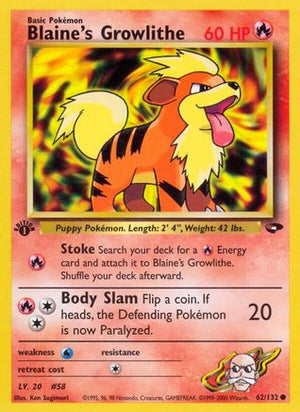 Blaine's Growlithe 62/132  - 1st Edition Gym Challenge - Common