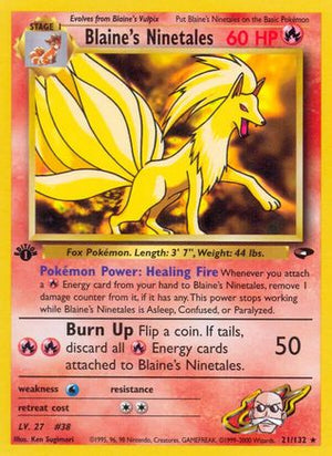Blaine's Ninetales 21/132  - 1st Edition Gym Challenge - Rare