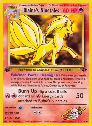 Blaine's Ninetales 21/132  - 1st Edition Gym Challenge - Rare
