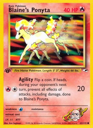 Blaine's Ponyta 63/132  - 1st Edition Gym Heroes - Common