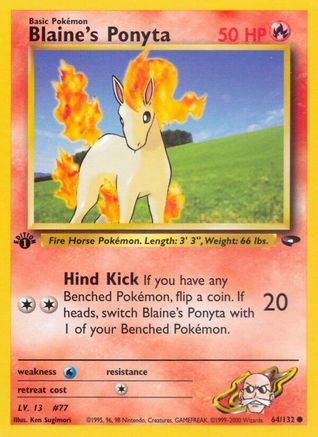 Blaine's Ponyta 64/132  - 1st Edition Gym Challenge - Common