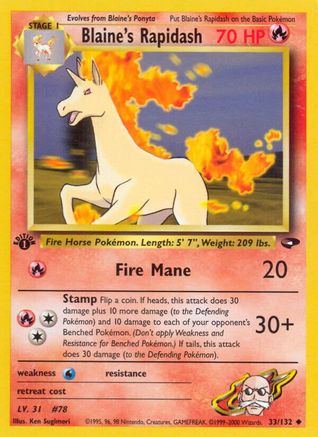 Blaine's Rapidash 33/132  - 1st Edition Gym Challenge - Uncommon
