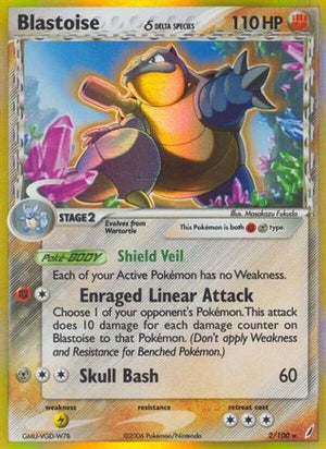 Blastoise (Delta Species) 002/100  - Reverse Holofoil Crystal Guardians - Holo Rare