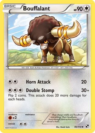 Bouffalant (90) (90) 090  - Reverse Holofoil Black and White - Uncommon