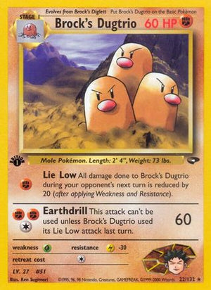 Brock's Dugtrio 22/132  - 1st Edition Gym Challenge - Rare