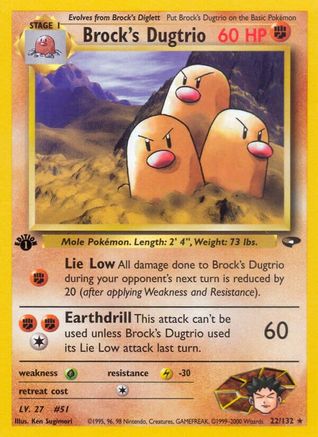 Brock's Dugtrio 22/132  - 1st Edition Gym Challenge - Rare