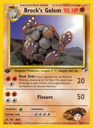 Brock's Golem 20/132  - 1st Edition Gym Heroes - Rare