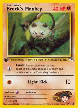 Brock's Mankey 67/132  - 1st Edition Gym Heroes - Common