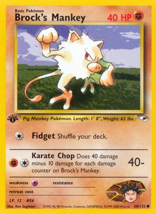 Brock's Mankey 68/132  - 1st Edition Gym Heroes - Common