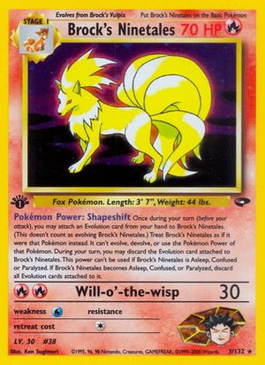 Brock's Ninetales 3/132  - 1st Edition Holofoil Gym Challenge - Holo Rare