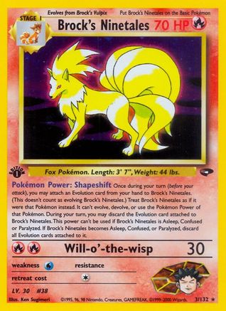 Brock's Ninetales 3/132  - 1st Edition Holofoil Gym Challenge - Holo Rare