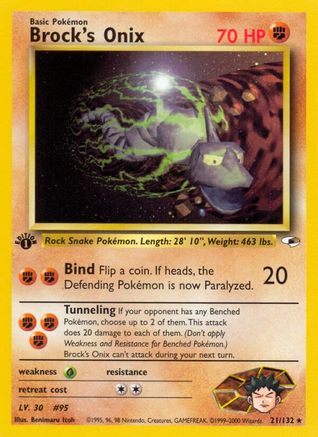 Brock's Onix 21/132  - 1st Edition Gym Heroes - Rare