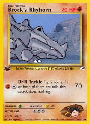 Brock's Rhyhorn 70/132  - 1st Edition Gym Heroes - Common