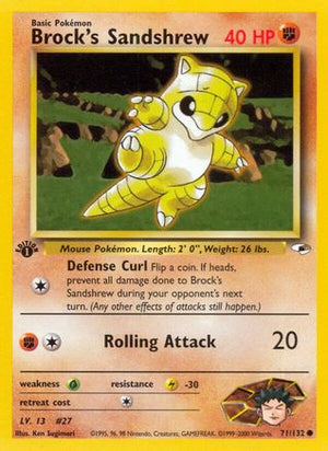 Brock's Sandshrew 71/132  - 1st Edition Gym Heroes - Common