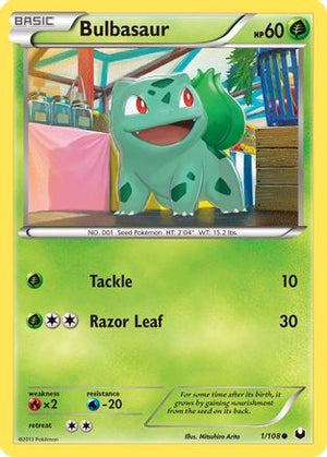 Bulbasaur 001/108  - Reverse Holofoil Dark Explorers - Common