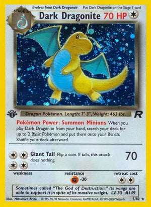 Dark Dragonite (5) (5) 005/82  - 1st Edition Holofoil Team Rocket - Holo Rare