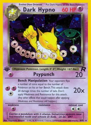 Dark Hypno 9/82  - 1st Edition Holofoil Team Rocket - Holo Rare