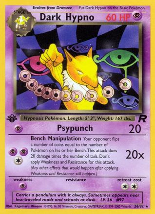 Dark Hypno 26/82  - 1st Edition Team Rocket - Rare