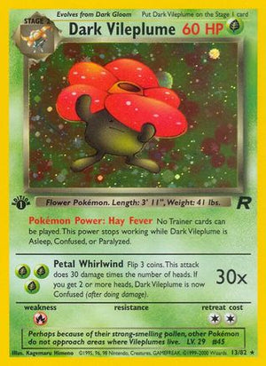 Dark Vileplume 13/82  - 1st Edition Holofoil Team Rocket - Holo Rare