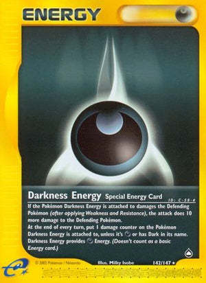 Darkness Energy 142  - Reverse Holofoil Aquapolis - Rare