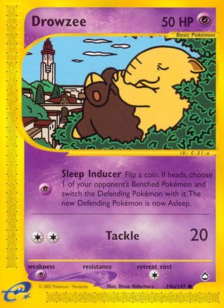 Drowzee (74a) (74a) 74a/147  - Reverse Holofoil Aquapolis - Common