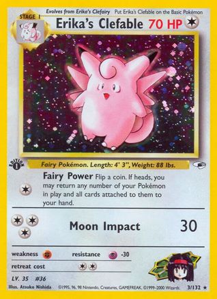 Erika's Clefable 3/132  - 1st Edition Holofoil Gym Heroes - Holo Rare