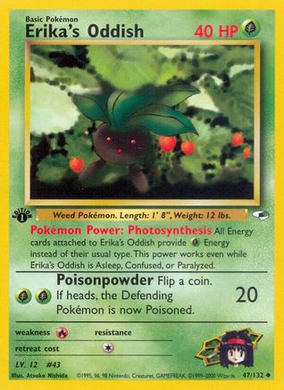 Erika's Oddish 47/132  - 1st Edition Gym Heroes - Uncommon