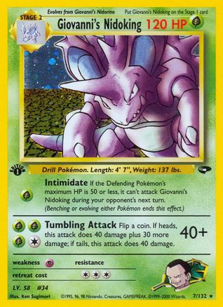 Giovanni's Nidoking 7/132  - 1st Edition Holofoil Gym Challenge - Holo Rare