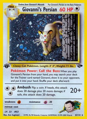 Giovanni's Persian 8/132  - 1st Edition Holofoil Gym Challenge - Holo Rare