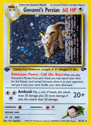 Giovanni's Persian 8/132  - 1st Edition Holofoil Gym Challenge - Holo Rare
