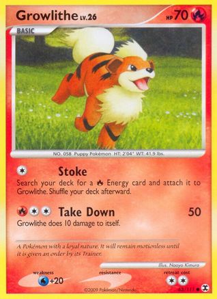 Growlithe 063  - Reverse Holofoil Rising Rivals - Common