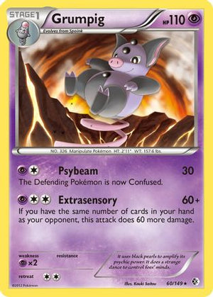 Grumpig 060  - Reverse Holofoil Boundaries Crossed - Rare