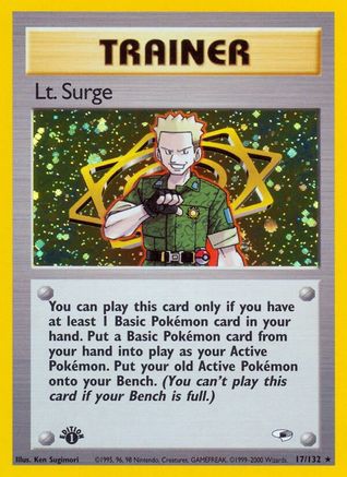Lt. Surge 17/132  - 1st Edition Holofoil Gym Heroes - Holo Rare