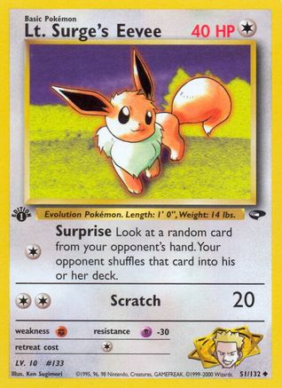 Lt. Surge's Eevee 51/132  - 1st Edition Gym Challenge - Uncommon
