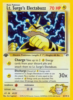 Lt. Surge's Electabuzz 6/132  - 1st Edition Holofoil Gym Heroes - Holo Rare