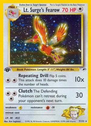 Lt. Surge's Fearow 7/132  - 1st Edition Holofoil Gym Heroes - Holo Rare