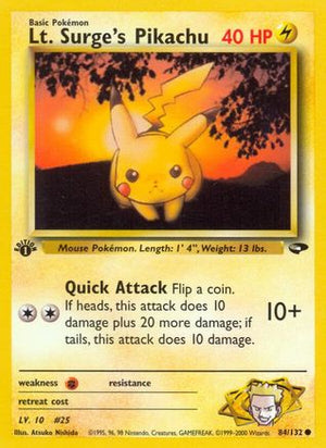 Lt. Surge's Pikachu 084/132  - 1st Edition Gym Challenge - Common