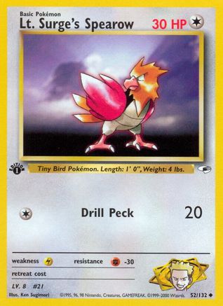 Lt. Surge's Spearow 52/132  - 1st Edition Gym Heroes - Uncommon